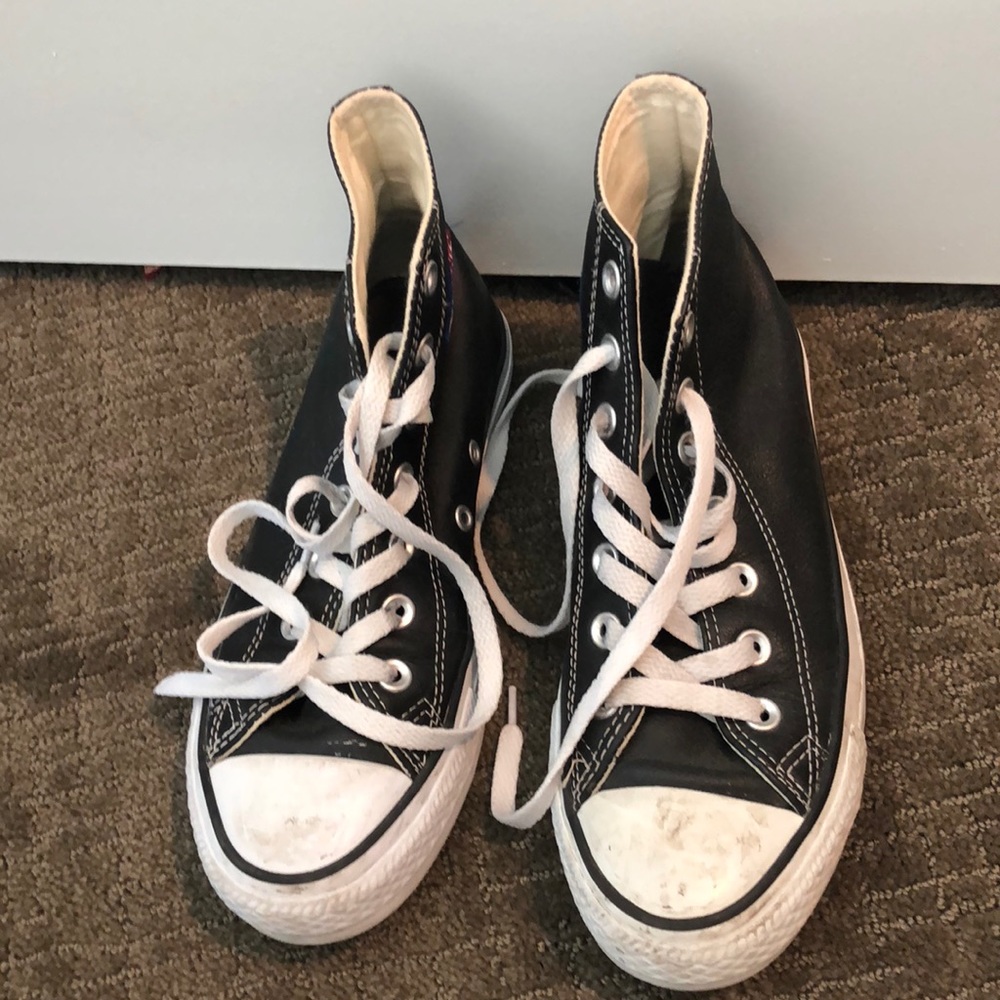 Black Leather High Tops
